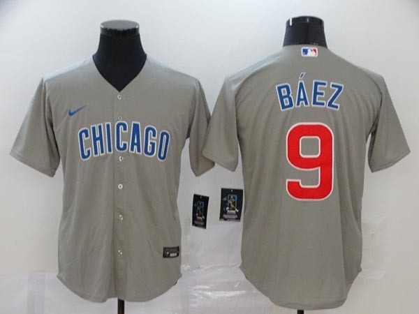 MLB Chicago Cubs #9 Javier Baez Grey 2020 Nike Cool Base Jersey