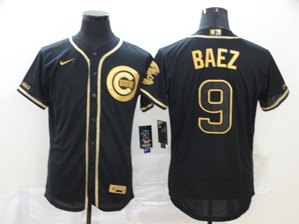 MLB Chicago Cubs #9 Javier Baez Black Gold Nike Flexbase Jersey