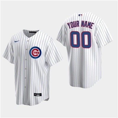 Men's Chicago Cubs Custom White Home Cool Base Jersey(Name and number remark in comment column)