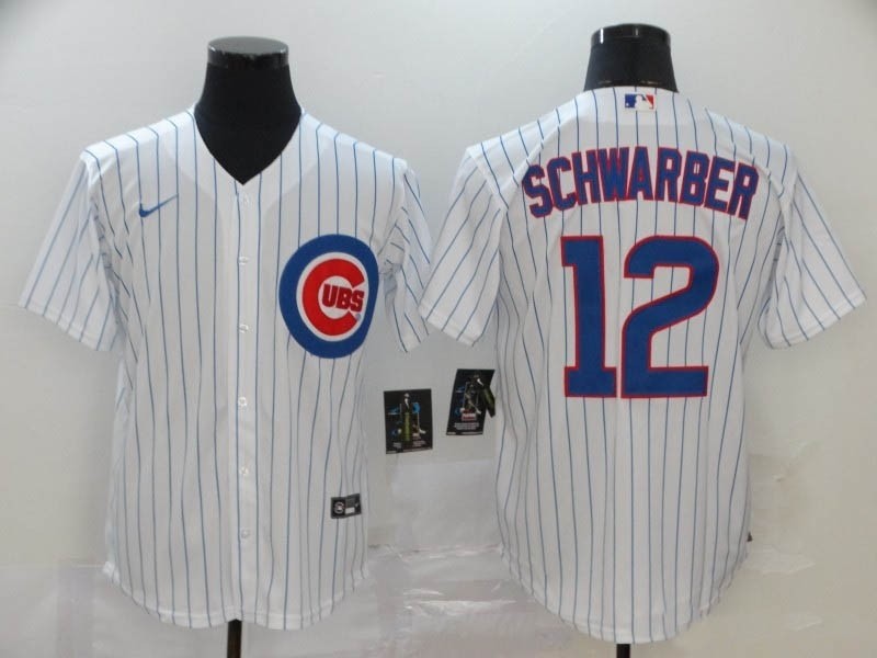 MLB Chicago Cubs #12 Kyle Schwarber White 2020 Nike Cool Base Jersey