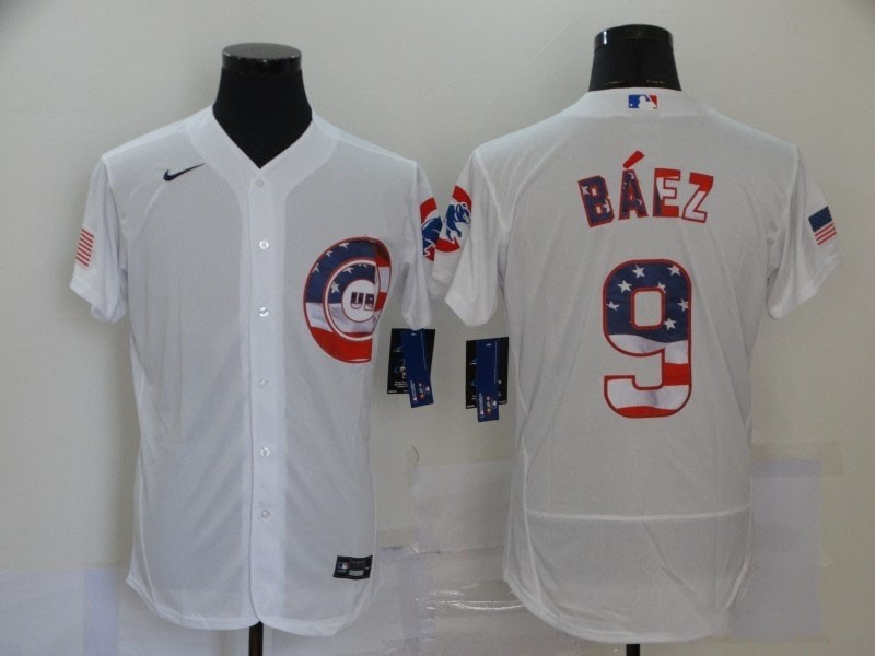 MLB Chicago Cubs #9 Javier Baez White 2020 Nike USA Flag Fashion Jersey