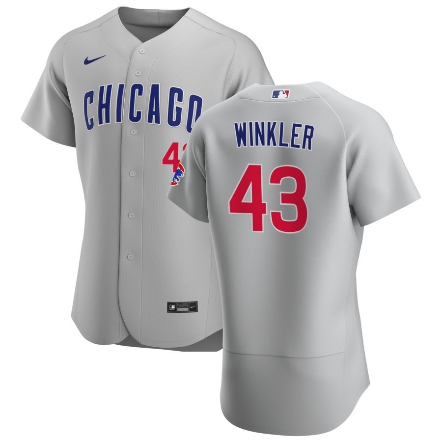 Men's Chicago Cubs #43 Dan Winkler Nike Gray Road 2020 Authentic Team Jersey