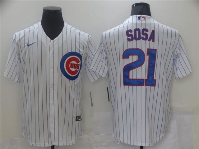 Chicago Cubs #21 Sammy Sosa White Cool Base Jersey