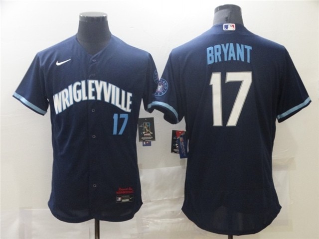 Chicago Cubs #17 Kris Bryant Navy 2021 City Connect Flex Base Jersey