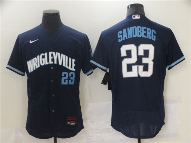 Chicago Cubs #23 Ryne Sandberg Navy 2021 City Connect Flex Base Jersey