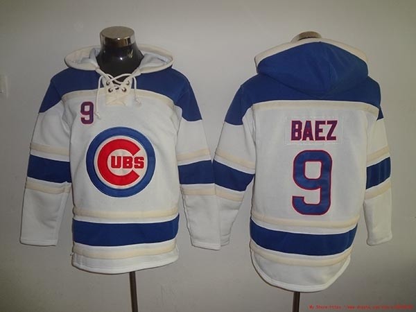 MLB Chicago Cubs #9 Javier Baez White All Stitched Hooded Sweatshirt