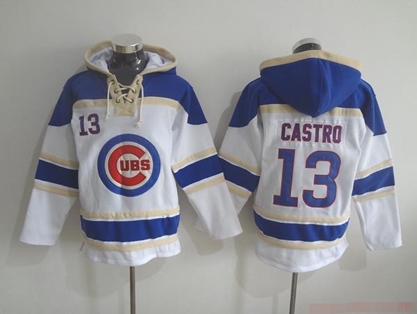 MLB Chicago Cubs #13 Starlin Castro White All Stitched Hooded Sweatshirt