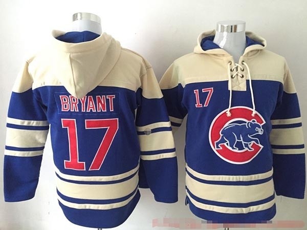 MLB Chicago Cubs #17 Kris Bryant Blue All Stitched Hooded Sweatshirt