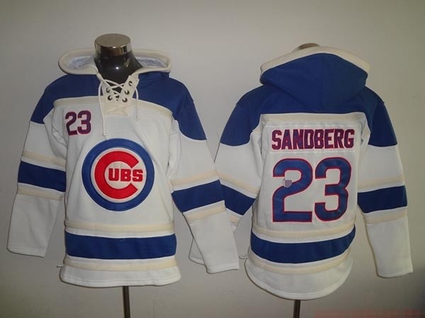 MLB Chicago Cubs #23 Ryne Sandberg White All Stitched Hooded Sweatshirt