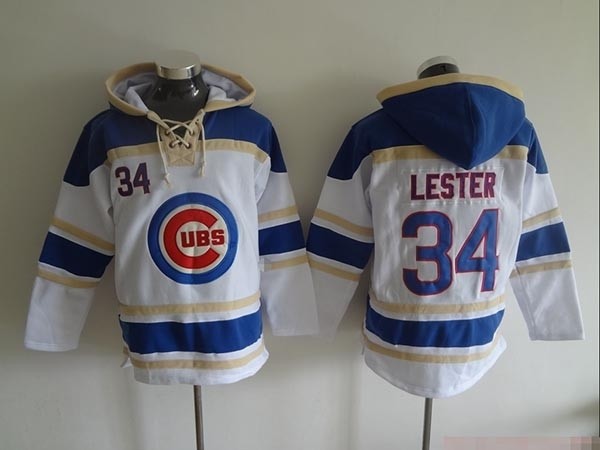 MLB Chicago Cubs #34 Jon Lester White All Stitched Hooded Sweatshirt