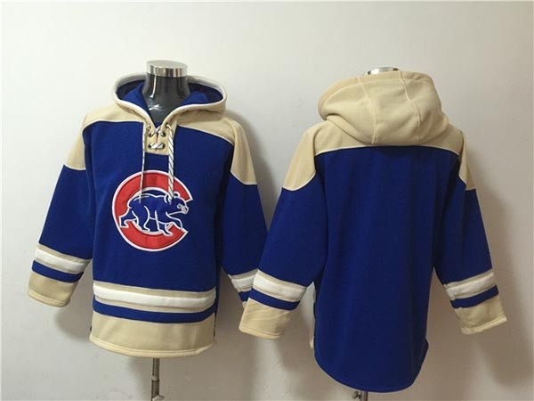 Men's Chicago Cubs Blank Ageless Must-Have Lace-Up Pullover Hoodie