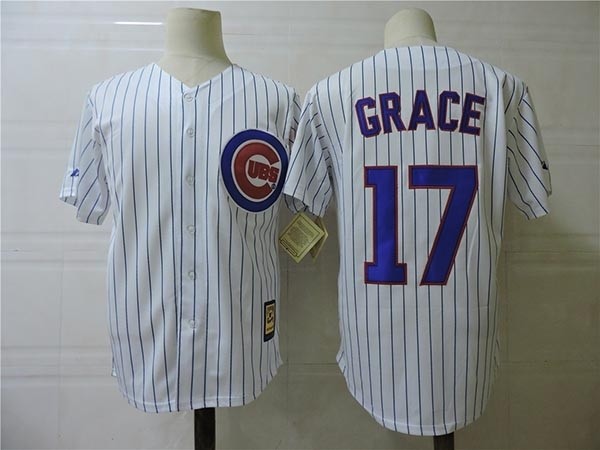 Men's Throwback Chicago Cubs #17 Mark Grace White 1990 Mitchell & Ness Jersey