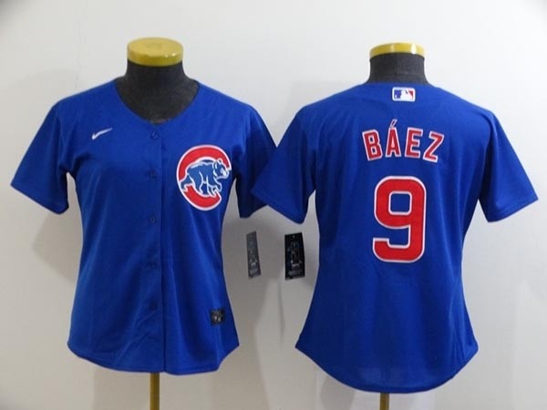 Women Chicago Cubs #9 Javier Baez Royal 2020 Nike Cool Base Jersey