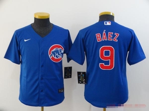 Youth Chicago Cubs #9 Javier Baez Royal 2020 Nike Cool Base Jersey