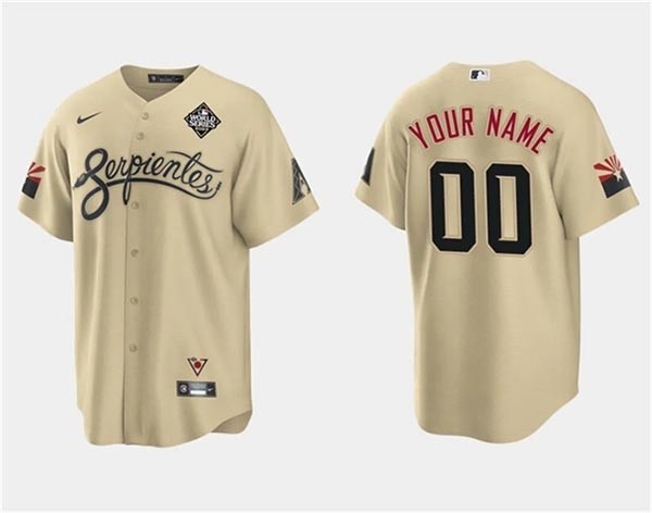 Men's Arizona Diamondbacks Active Player Custom Gold 2023 World Series City Connect Cool Base Stitched Baseball Jersey(Name and number remark in comment column)