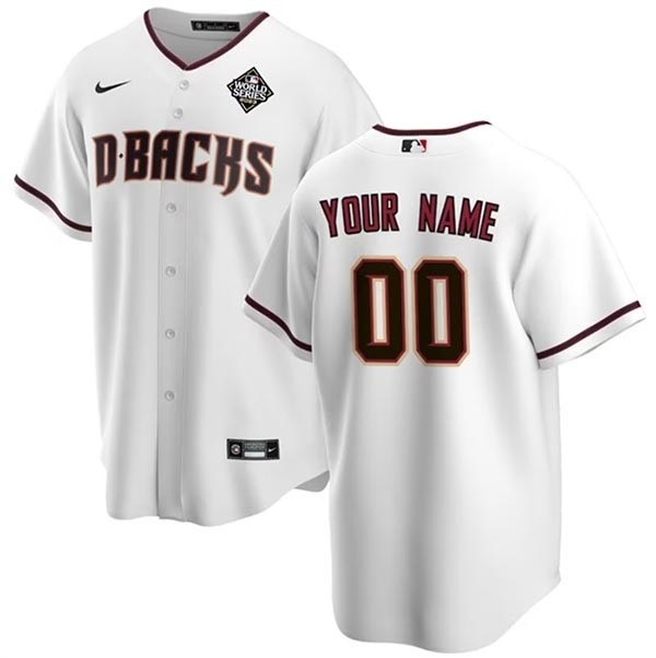 Men's Arizona Diamondbacks Active Player Custom White 2023 World Series Home Cool Base Stitched Baseball Jersey(Name and number remark in comment column)