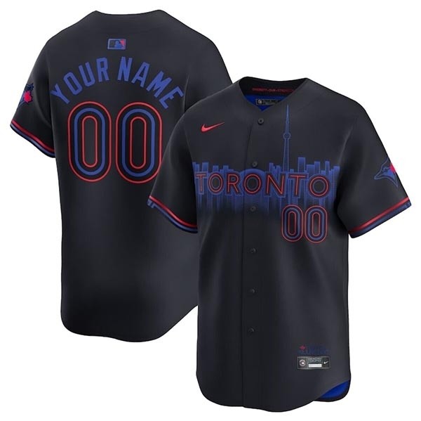 Men's Toronto Blue Jays Active Player Custom Black 2024 City Connect Limited Stitched Baseball Jersey(Name and number remark in comment column)