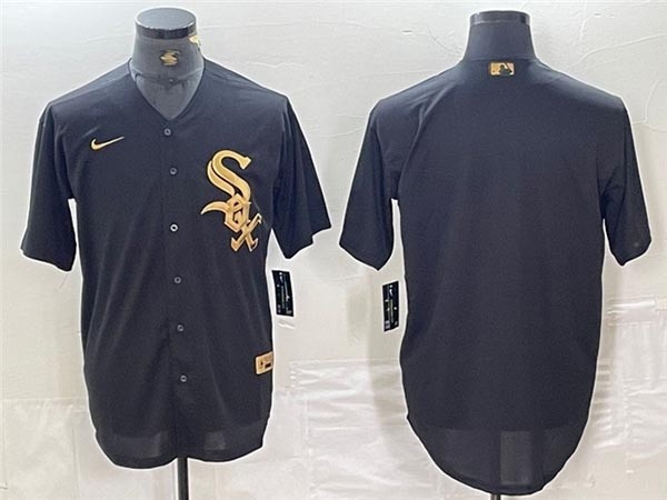 Men's Chicago White Sox Blank Black Gold Team Jersey