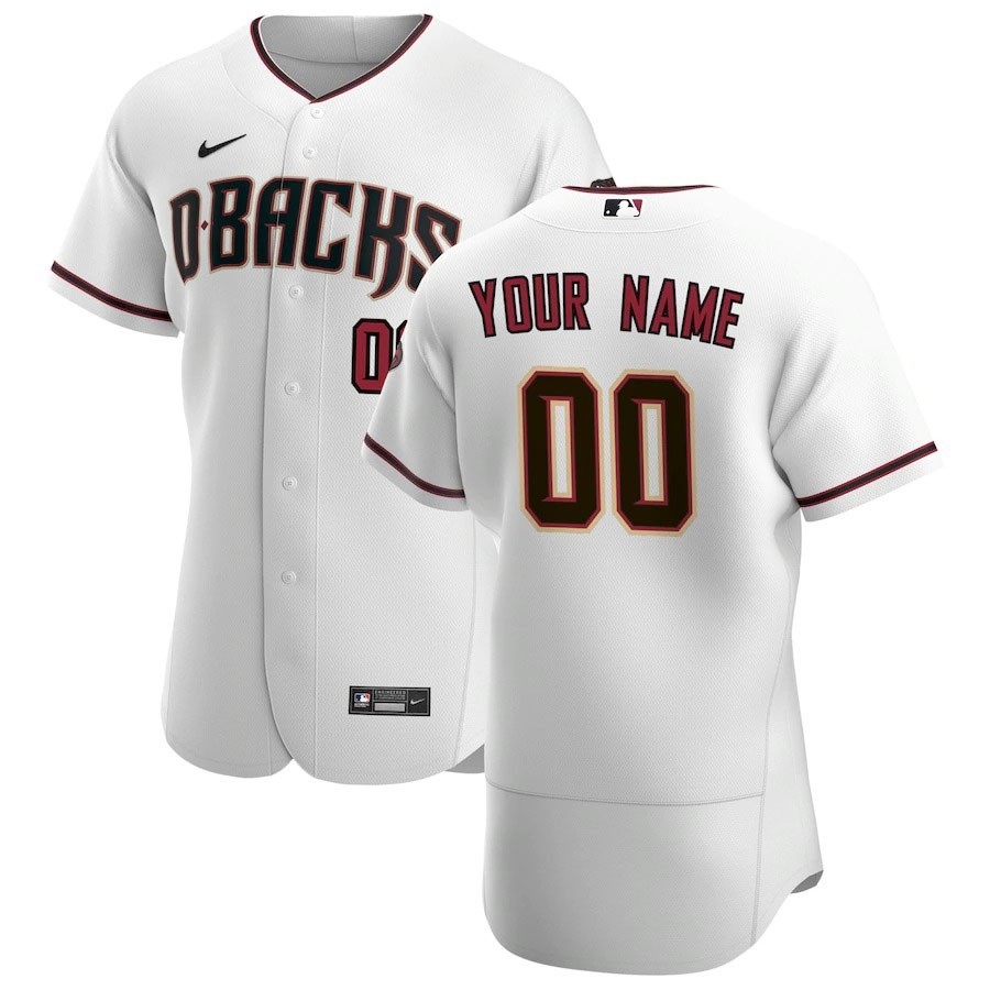 Men's Arizona Diamondbacks Custom Nike White Crimson Authentic Flexbase Jersey(Name and number remark in comment column)