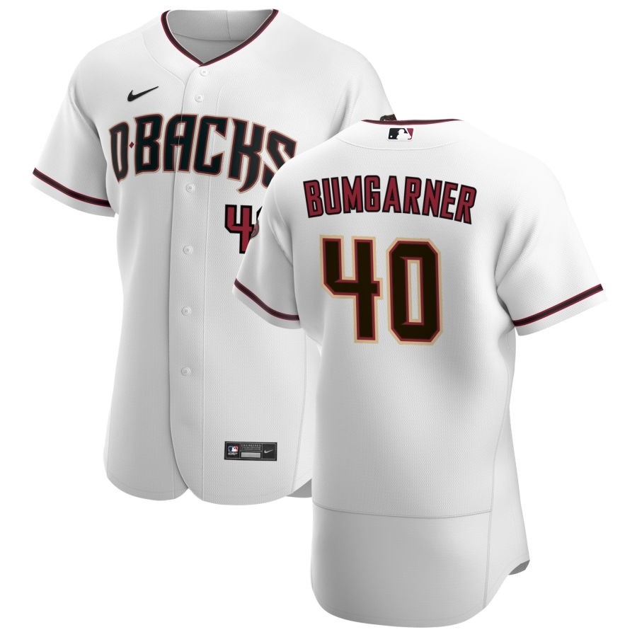 Men's Arizona Diamondbacks #40 Madison Bumgarner Nike White Crimson Authentic Home Team MLB Jersey