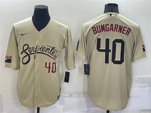 Men's Arizona Diamondbacks #40 Madison Bumgarner Gold 2021 City Connect Cool Base Jersey