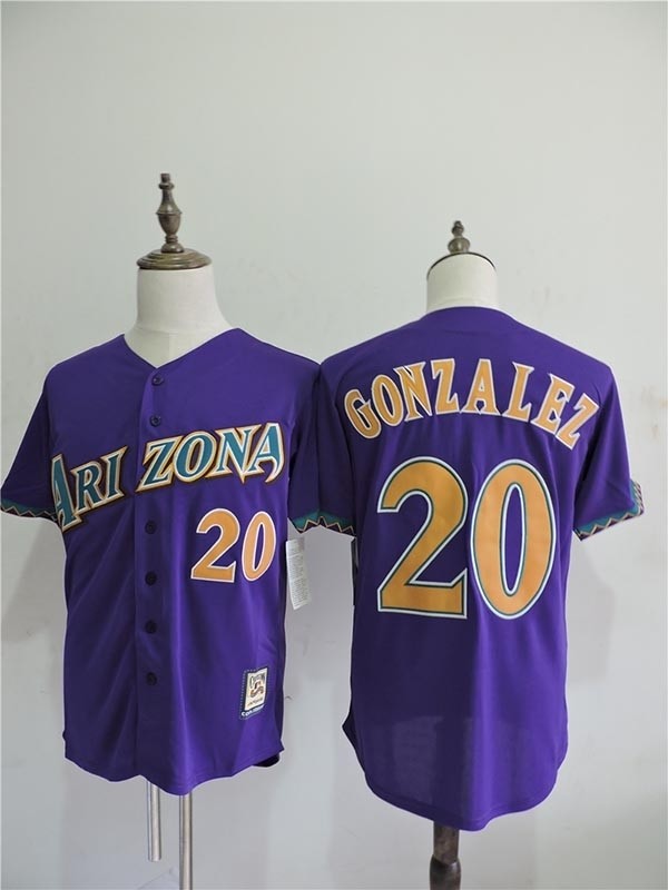 Men's Arizona Diamondbacks #20 Luis Gonzalez Purple Throwback Jersey