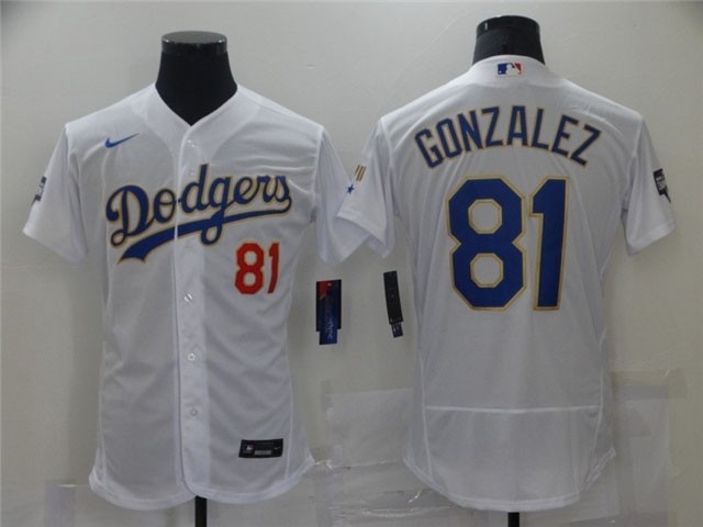 Los Angeles Dodgers #81 Victor Gonzalez White 2021 Gold Program Flex Base Jersey