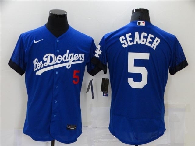 Los Angeles Dodgers #5 Corey Seager Royal Blue 2021 City Connect Flex Base Jersey