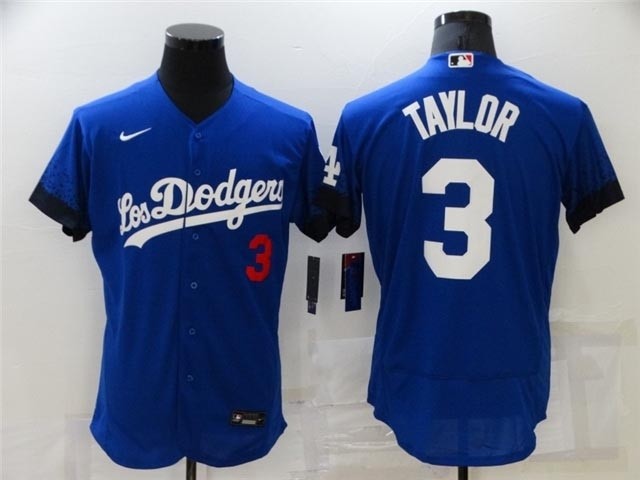 Los Angeles Dodgers #3 Chris Taylor Royal Blue 2021 City Connect Flex Base Jersey