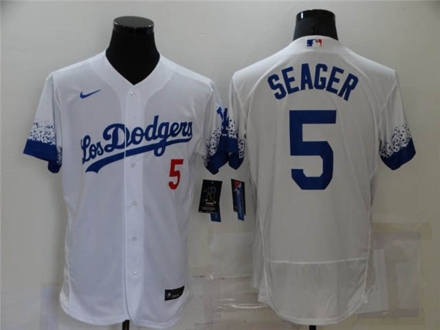 Los Angeles Dodgers #5 Corey Seager White 2021 City Connect Flex Base Jersey