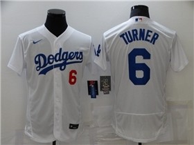 Los Angeles Dodgers #6 Trea Turner White 2021 City Connect Flex Base Jersey