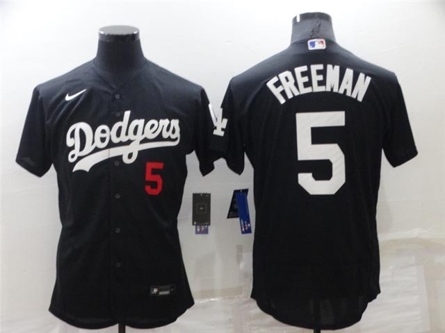 Los Angeles Dodgers #5 Freddie Freeman Black Turn Back The Clock Flex Base Jersey