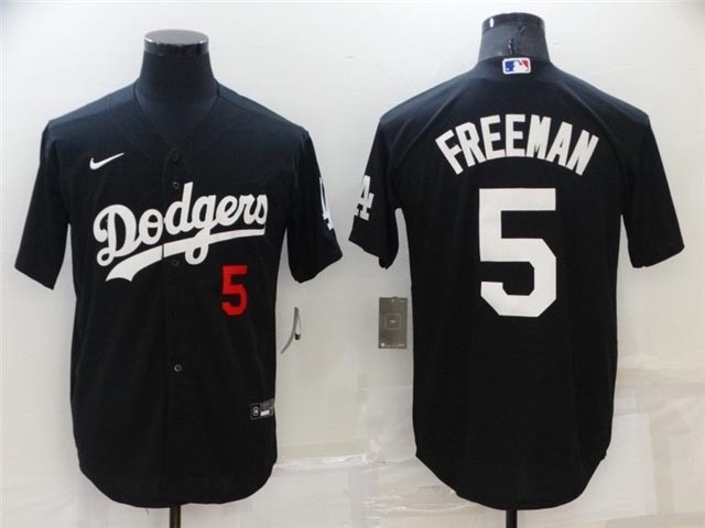 Los Angeles Dodgers #5 Freddie Freeman Black Turn Back The Clock Cool Base Jersey with front number