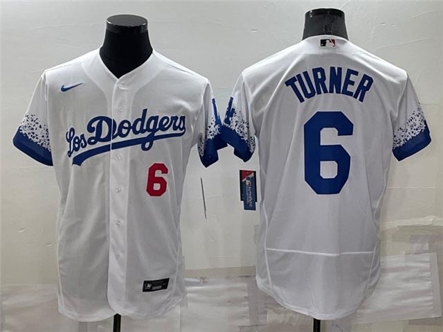 Los Angeles Dodgers #6 Trea Turner White 2021 City Connect Flex Base Jersey