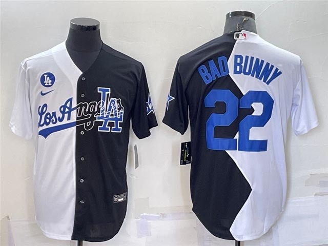 Los Angeles Dodgers #22 Bad Bunny White Black 2022 MLB All-Star Split Jersey