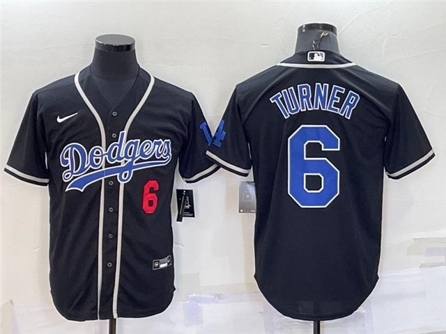 Men's Los Angeles Dodgers #6 Trea Turner Black Fashion Cool Base Jersey