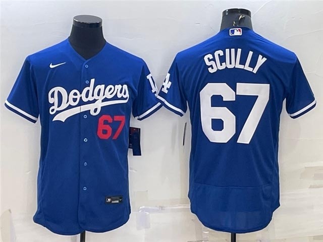 Men's Los Angeles Dodgers #67 Vin Scully Royal Blue Flex Base Jersey