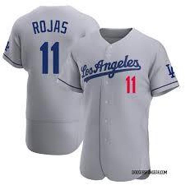 Men's Los Angeles Dodgers #11 Miguel Rojas Flex Base Grey Stitched Baseball Jersey