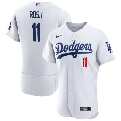 Men's Los Angeles Dodgers #11 Miguel Rojas Flex Base Vargas blue Stitched Baseball Jersey