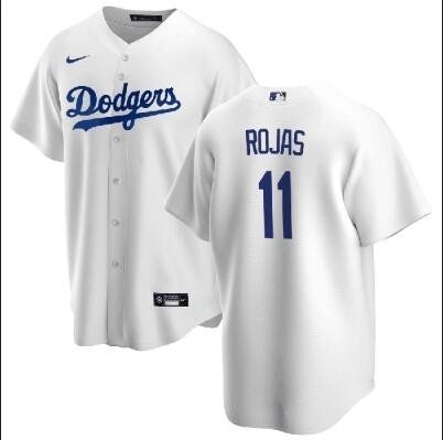 Men's Los Angeles Dodgers #11 Miguel Rojas Vargas White Cool Base Stitched Baseball Jersey