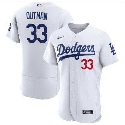 Men's Los Angeles Dodgers #33 James Outman White Flex Base Stitched Baseball Jersey