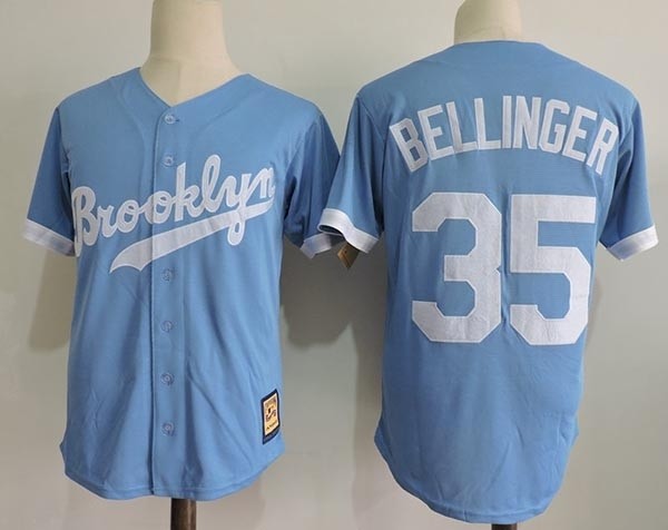 Men's throwback Los Angeles Dodgers #35 Cody Bellinger Sky Blue Cooperstown Collection Jersey