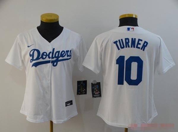 Women Los Angeles Dodgers #10 Justin Turner White 2020 Nike Cool Base Jersey