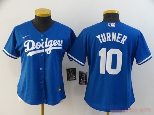 Women Los Angeles Dodgers #10 Justin Turner Royal blue 2020 Nike Cool Base Jersey