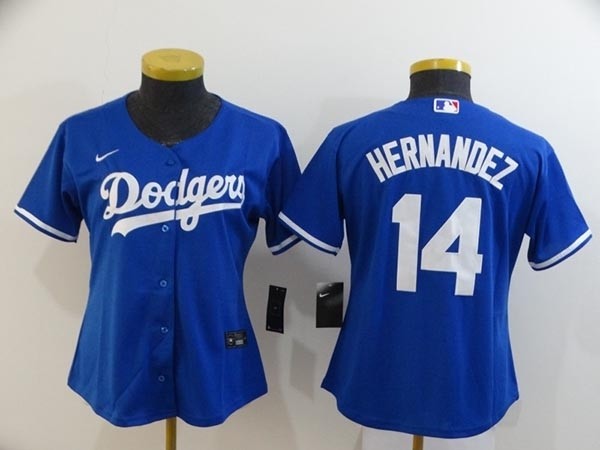 Women Los Angeles Dodgers #14 Kike Hernandez Royal blue 2020 Nike Cool Base Jersey