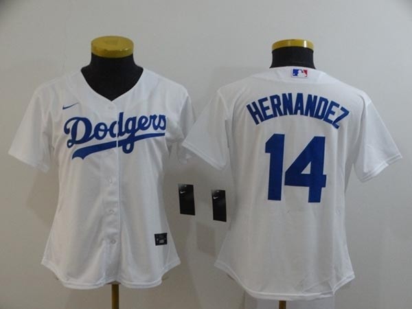 Women Los Angeles Dodgers #14 Kike Hernandez White 2020 Nike Cool Base Jersey