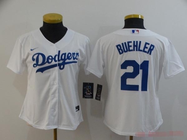 Women Los Angeles Dodgers #21 Walker Buehler White 2020 Nike Cool Base Jersey