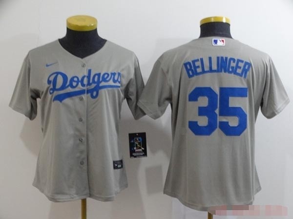 Women Los Angeles Dodgers #35 Cody Bellinger Grey 2020 Nike Cool Base Jersey