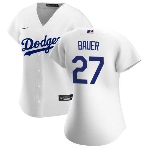 Women's Los Angeles Dodgers #27 Trevor Bauer White Jersey