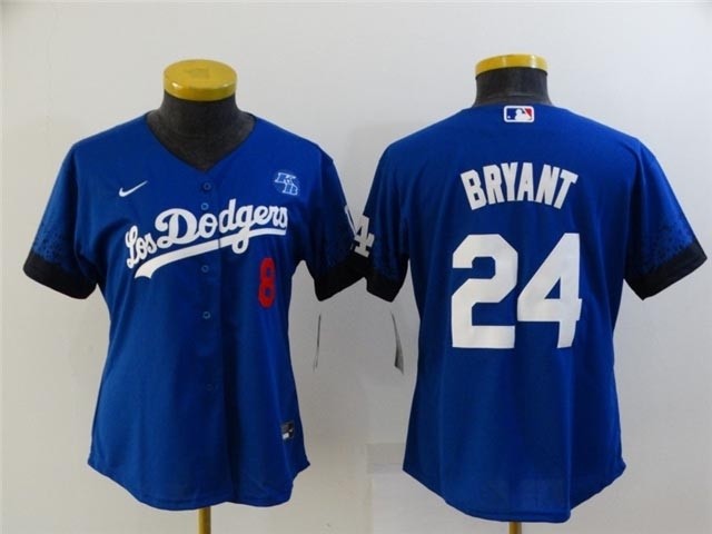 Women's Los Angeles Dodgers #8-24 Kobe Bryant Royal Blue 2021 City Connect Cool Base Jersey